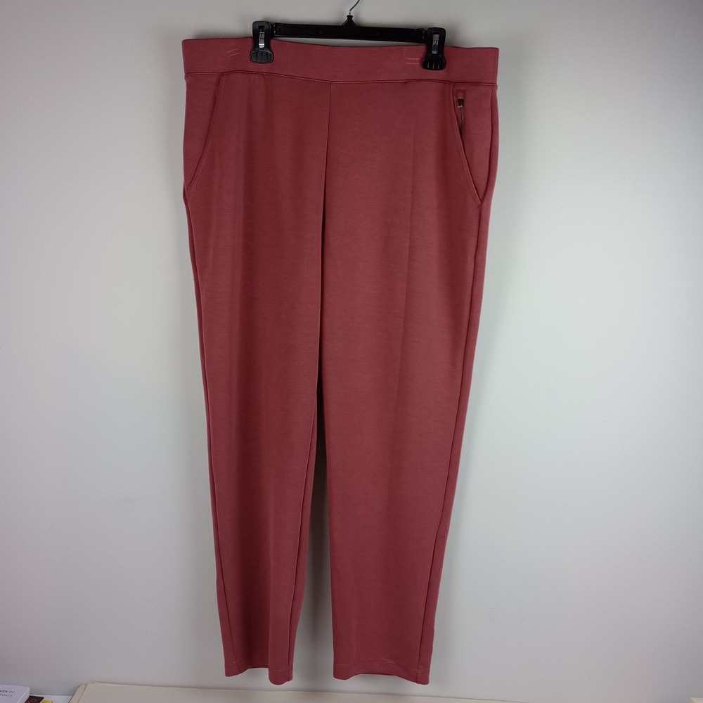 Chico's Womens XL Pink Knit Pull On Zipper Pockets Casual Travel Pants